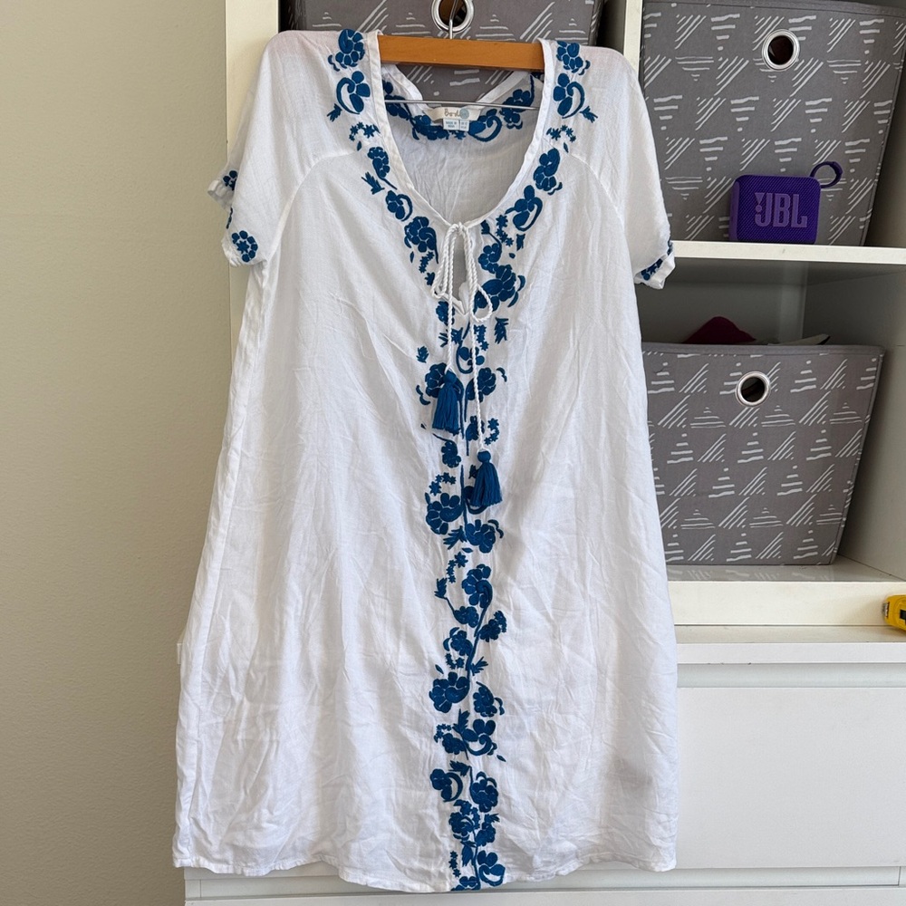 Boden White and Blue Tunic  Dress